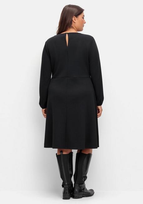sheego Kleid aus Interlock, mit ausgestelltem Rock - schwarz sheego Riesige Ersparnisse