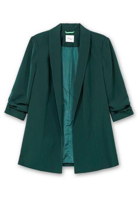 sheego Langer Blazer mit Schalkragen und gerafftem 3/4-Arm - tiefgrün sheego Begrenzte Freigabe