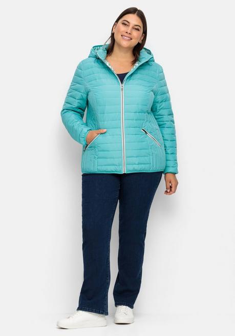 sheego Leichte Steppjacke mit abnehmbarer Kapuze - aqua sheego JETZT KAUFEN