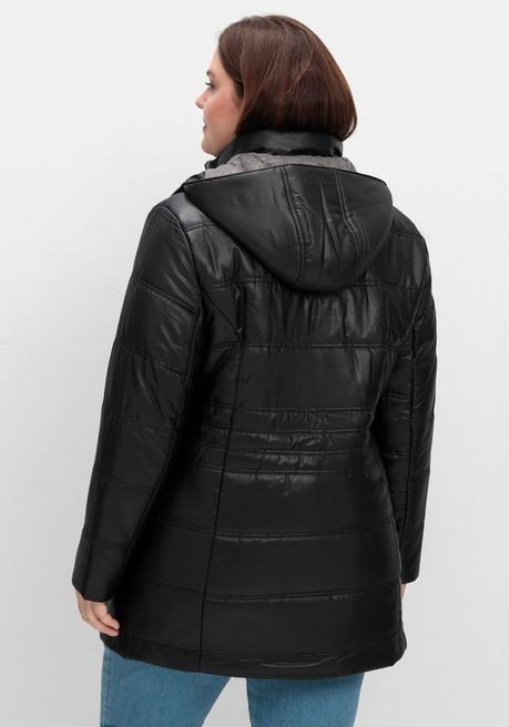 sheego Steppjacke mit Kapuze und Flanell-Details - schwarz sheego Letzte 2 Tage