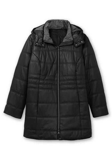 sheego Steppjacke mit Kapuze und Flanell-Details - schwarz sheego Letzte 2 Tage