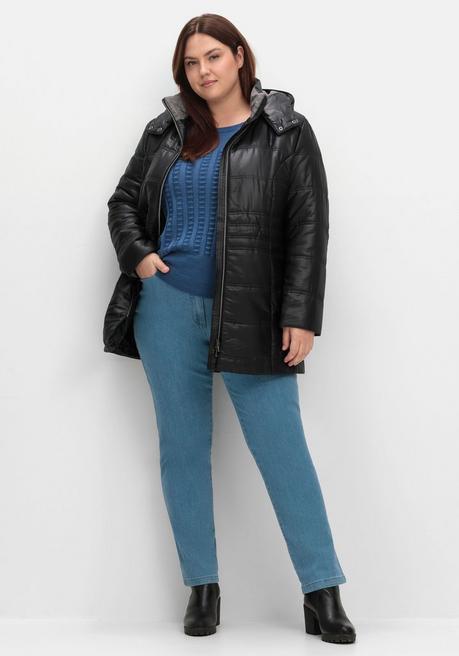 sheego Steppjacke mit Kapuze und Flanell-Details - schwarz sheego Letzte 2 Tage