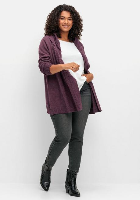 sheego by Joe Browns Cardigan mit Kapuze und Knopfverschluss - brombeer sheego Letzter Tag