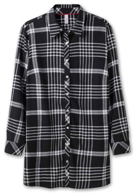 sheego Karierte Hemdbluse in Longform - schwarz kariert sheego Zeitbegrenzte Promotion