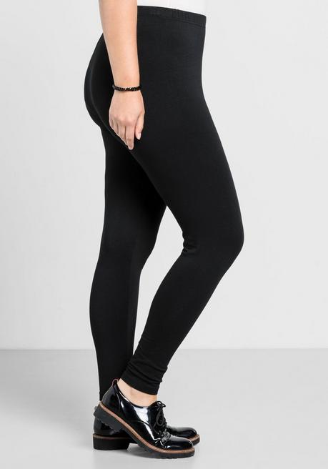 sheego Leggings mit Gummizugbund - schwarz sheego Bis zu 50% Rabatt