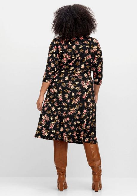 sheego by Joe Browns Jerseykleid mit Blumendruck und ausgestelltem Rock - schwarz gemustert sheego Nur für heute