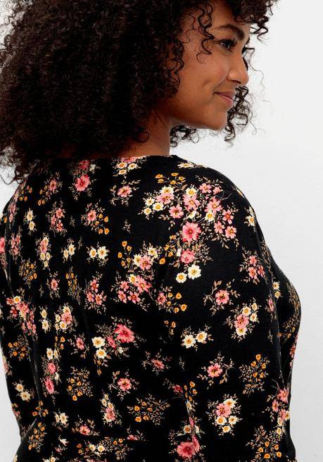 sheego by Joe Browns Jerseykleid mit Blumendruck und ausgestelltem Rock - schwarz gemustert sheego Nur für heute
