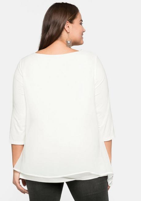 sheego Blusenshirt in leichter A-Linie mit Zipfelsaum - offwhite sheego Vierteljährliche Förderung