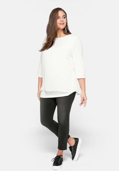 sheego Blusenshirt in leichter A-Linie mit Zipfelsaum - offwhite sheego Vierteljährliche Förderung