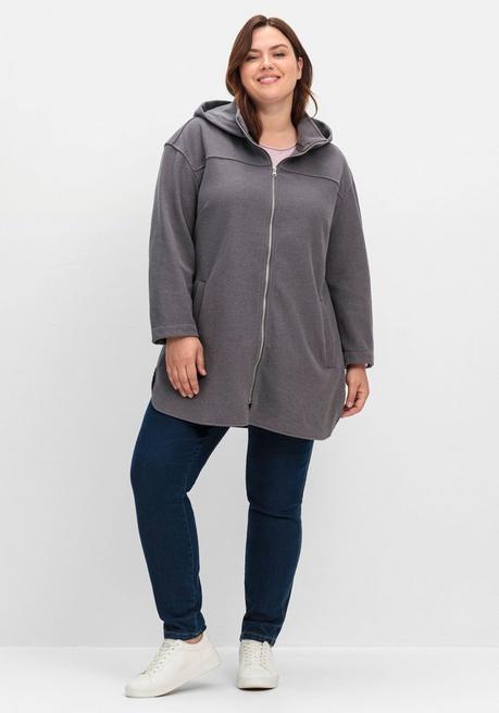 sheego Kapuzenjacke mit Stehkragen und Reißverschluss - anthrazit sheego Discount Store für neue Produkte
