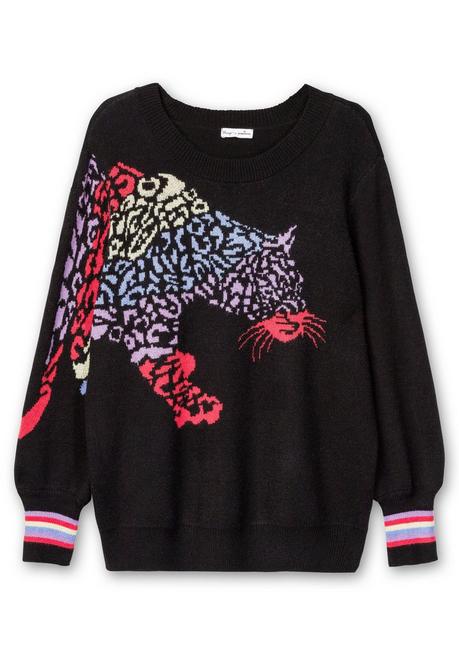 sheego by Joe Browns Pullover mit Animalmotiv und Ballonärmeln - schwarz gemustert sheego Super Rabatt