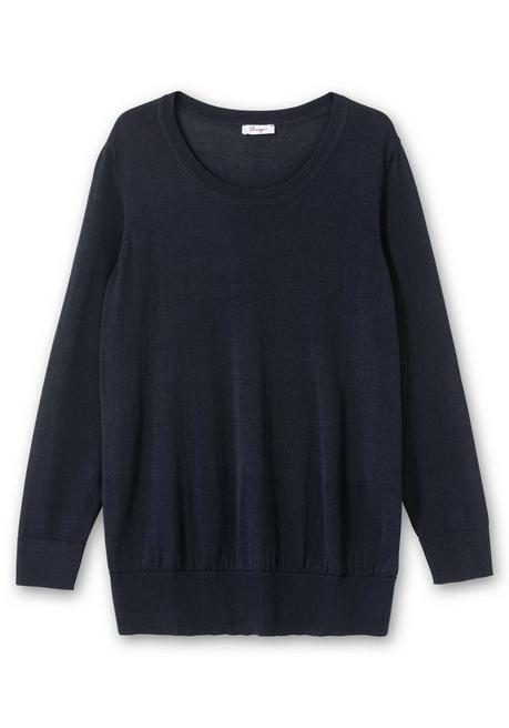 sheego Pullover aus leichtem Strick, mit Rundhalsausschnitt - tiefblau sheego Begrenzt auf 3 Tage