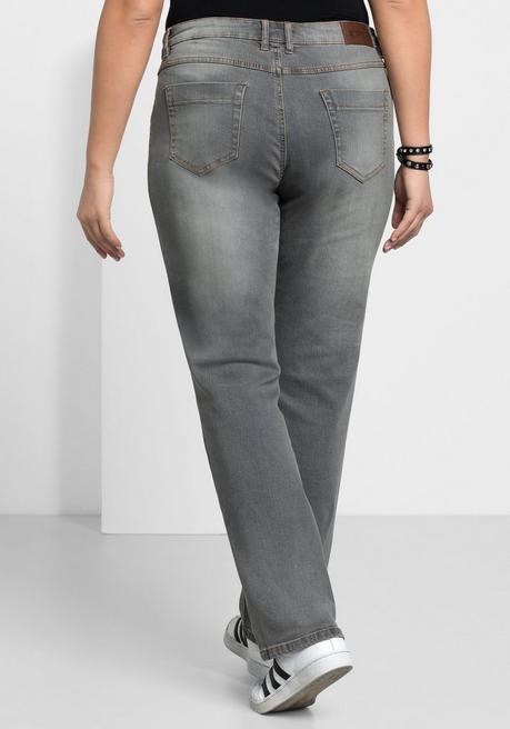 sheego Gerade Jeans mit Used-Effekten - grey Denim sheego Speichern exportieren