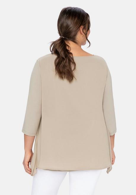 sheego Blusenshirt in leichter A-Linie mit Zipfelsaum - beigefarben sheego Black Friday Preise