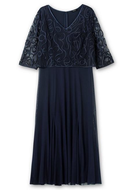 sheego Abendkleid aus Mesh, mit Zierborten - tiefblau sheego Auslauf