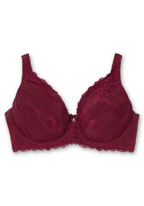sheego Bügel-BH mit Spitze und breiten Trägern - weinrot sheego Fabrik Onlineshop