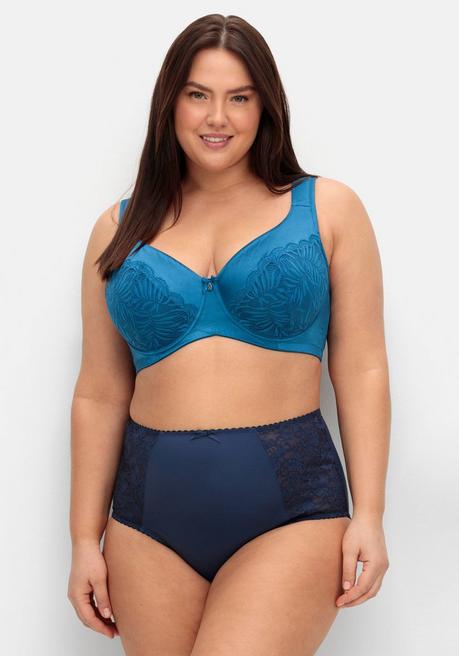 sheego Bügel-BH aus floraler Spitze, mit Seitenstützen - blau sheego Günstig kaufen