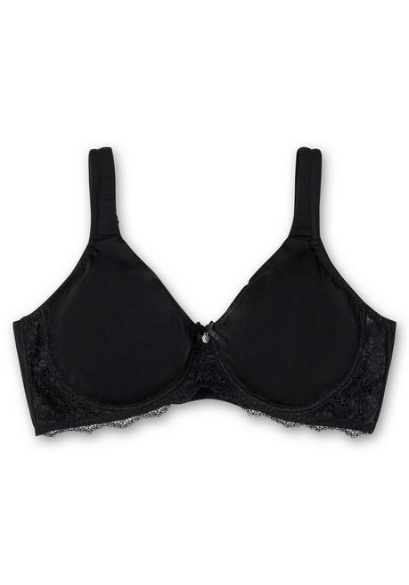 sheego T-Shirt-BH mit Spitze und nahtlosen Cups - schwarz sheego Weihnachtsangebot