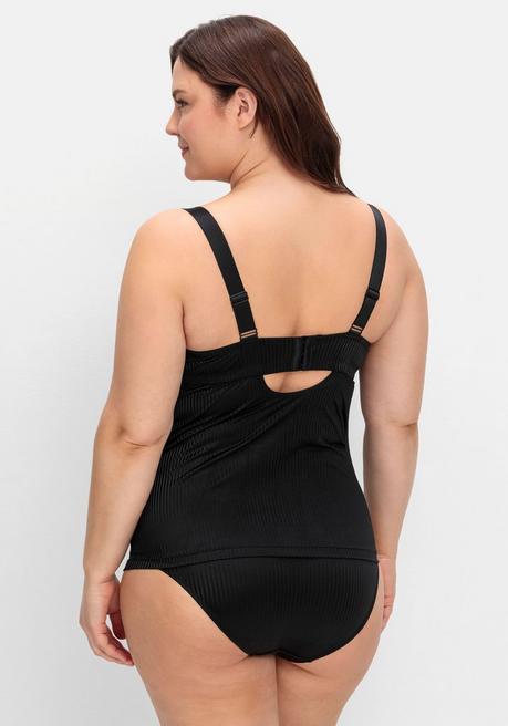 sheego BH-Hemd mit Spitzen-Cups und tonigen Streifen - schwarz sheego Neuheiten