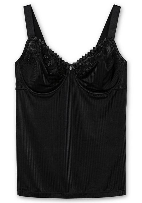sheego BH-Hemd mit Spitzen-Cups und tonigen Streifen - schwarz sheego Neuheiten