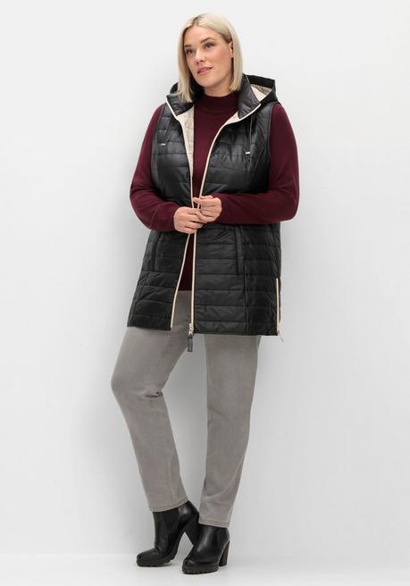 sheego Longweste mit Kapuze und Kontrastdetails - schwarz sheego Zeitbegrenzte Promotion