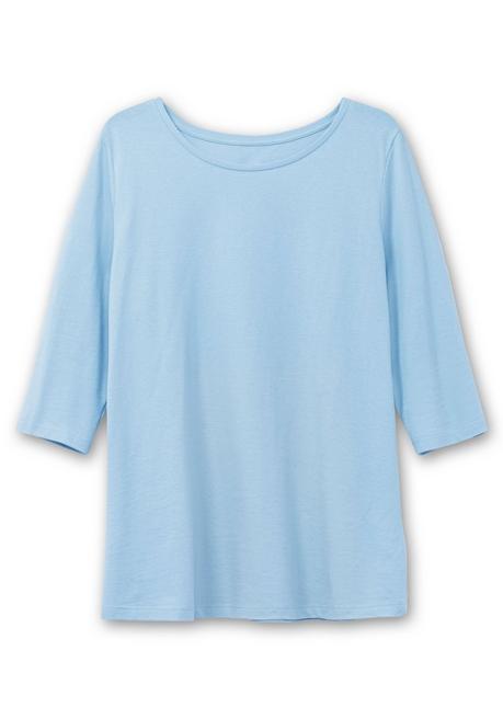 sheego Shirt in Piqué-Qualität mit 3/4-Ärmeln - himmelblau sheego Bis zu 60% Rabatt