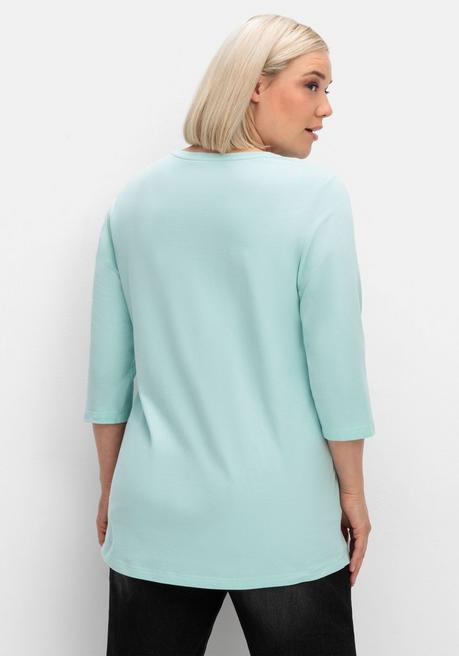 sheego Shirt in Piqué-Qualität mit 3/4-Ärmeln - mint sheego Bis zu 65% Rabatt