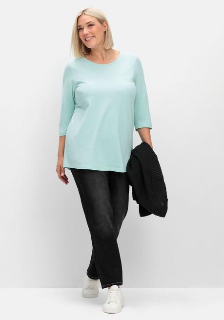 sheego Shirt in Piqué-Qualität mit 3/4-Ärmeln - mint sheego Bis zu 65% Rabatt