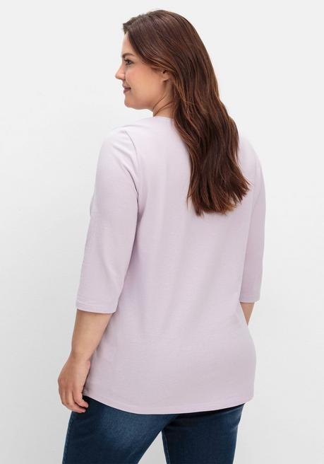 sheego Shirt in Piqué-Qualität mit 3/4-Ärmeln - flieder sheego Nur für heute