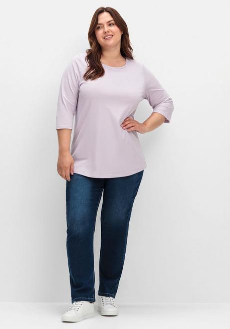 sheego Shirt in Piqué-Qualität mit 3/4-Ärmeln - flieder sheego Nur für heute