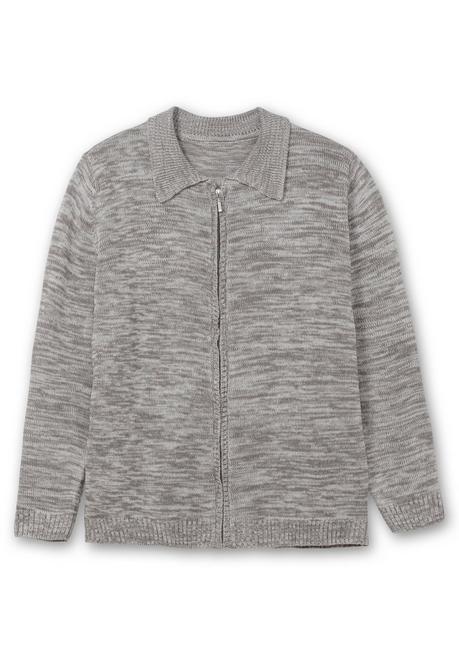 sheego Melierte Strickjacke mit Polokragen - grau sheego Sonderangebot der Fabrik
