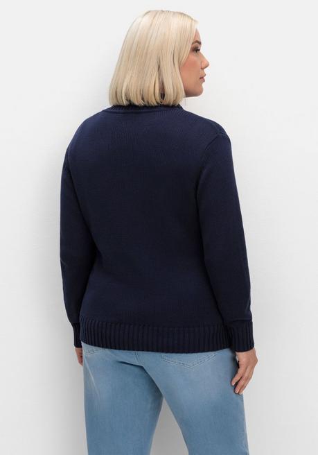 sheego Strickjacke mit Troyerkragen und 2-Wege-Zipper - marine sheego Bis zu 55% Rabatt