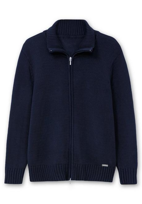 sheego Strickjacke mit Troyerkragen und 2-Wege-Zipper - marine sheego Bis zu 55% Rabatt