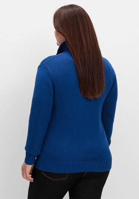 sheego Strickjacke mit Troyerkragen und 2-Wege-Zipper - royalblau sheego Discount Store für neue Produkte