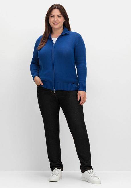 sheego Strickjacke mit Troyerkragen und 2-Wege-Zipper - royalblau sheego Discount Store für neue Produkte