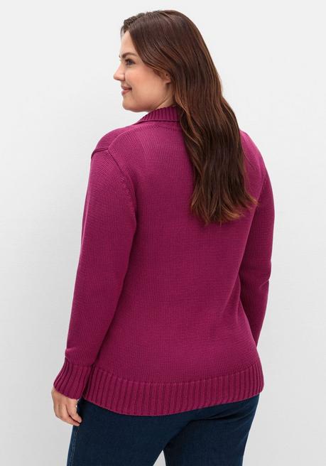 sheego Strickjacke mit Troyerkragen und 2-Wege-Zipper - fuchsia sheego Nur noch ein Tag übrig