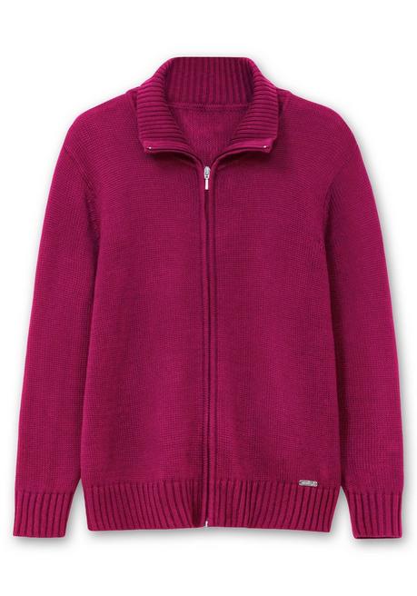 sheego Strickjacke mit Troyerkragen und 2-Wege-Zipper - fuchsia sheego Nur noch ein Tag übrig