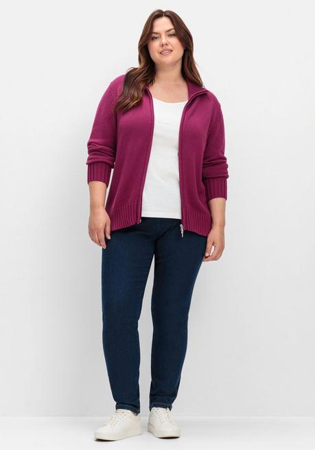 sheego Strickjacke mit Troyerkragen und 2-Wege-Zipper - fuchsia sheego Nur noch ein Tag übrig