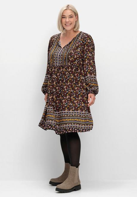 sheego Hängerchen-Kleid im Mustermix, in A-Linie - braun gemustert sheego Kostenloser Versand international