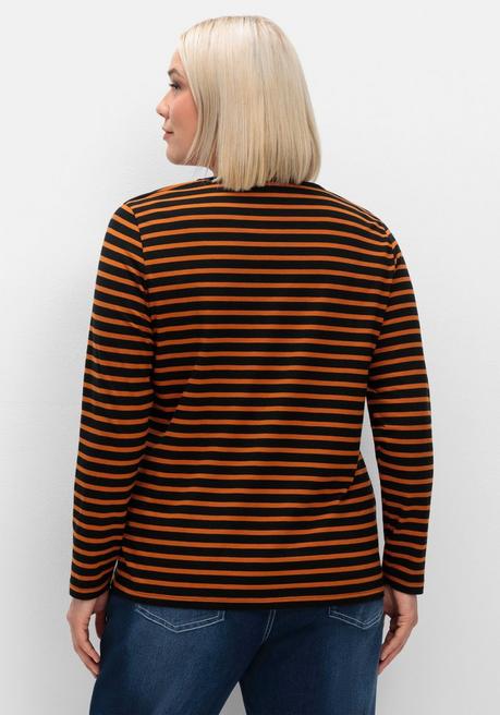 sheego Ringelshirt mit Rundhalsausschnitt - schwarz gestreift sheego Fabrikladen