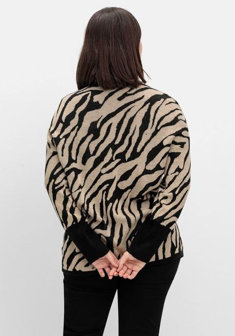 sheego Jacquard-Pullover mit Animalmuster - schwarz gemustert sheego Speichern exportieren