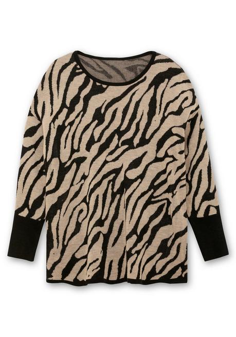 sheego Jacquard-Pullover mit Animalmuster - schwarz gemustert sheego Speichern exportieren