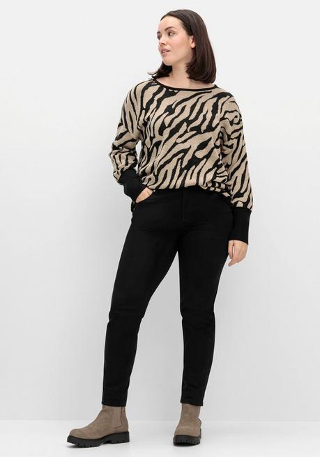 sheego Jacquard-Pullover mit Animalmuster - schwarz gemustert sheego Speichern exportieren