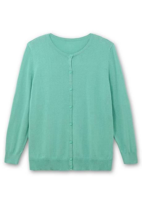 sheego Feinstrickjacke mit Rundhalsausschnitt und Knopfleiste - salbeigrün sheego 50% Rabatt für begrenzte Zeit