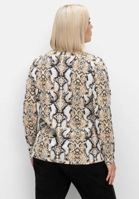 sheego Langarmshirt mit Animalprint und Rundhalsausschnitt - beigefarben gemustert sheego Rabatte dieses Monats