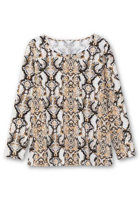 sheego Langarmshirt mit Animalprint und Rundhalsausschnitt - beigefarben gemustert sheego Rabatte dieses Monats