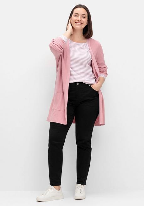 sheego Gestreiftes Langarmshirt mit Rundhalsausschnitt - rosé gestreift sheego Angebote