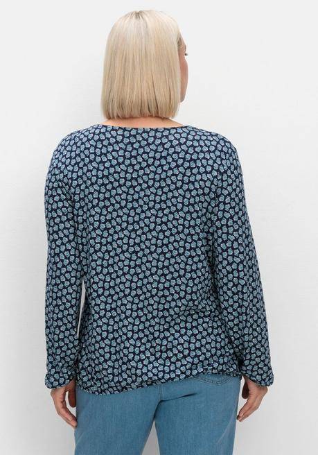 sheego Langarmshirt mit Minimalprint und Saum-Gummizug - nachtblau gemustert sheego im Angebot