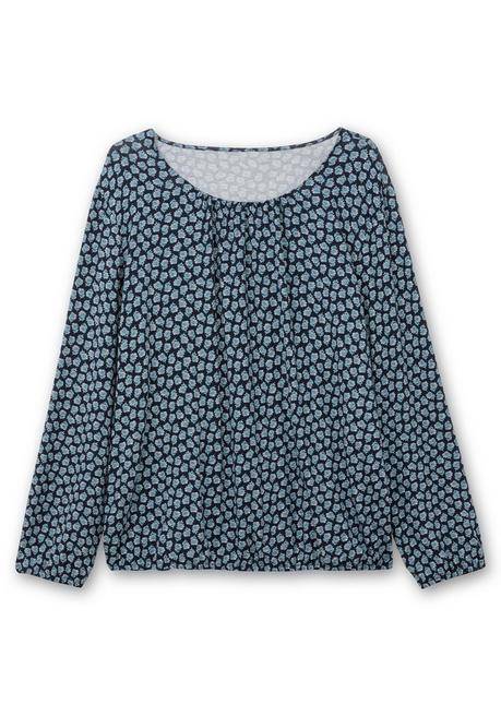 sheego Langarmshirt mit Minimalprint und Saum-Gummizug - nachtblau gemustert sheego im Angebot
