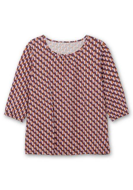 sheego 3/4-Arm-Shirt mit Grafikprint und Gummizugbund - aubergine gemustert sheego Günstiger Verkauf